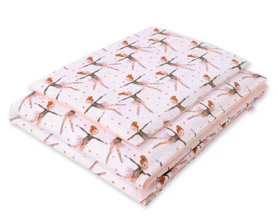 Produktbild von Baby-Bettwäsche-Set aus Baumwolle, 2-teilig, 135x100 cm - Ballerinas, rosa