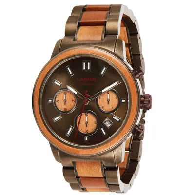 Produktbild von Laimer 0169 Herren Holzuhr Mikael Chronograph Quarz Apfelholz-Armband Ø 43 mm