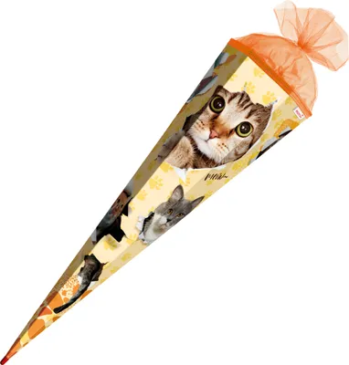Produktbild von Schultüte / Zuckertüte / 85cm / eckig / "Katzenparty"