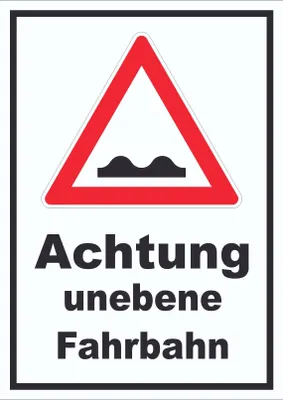 Produktbild von Schild Achtung unebene Fahrbahn A3 Rückseite selbstklebend