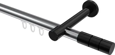 Produktbild von Interdeco Innenlaufstange / Gardinenstange mit Innenlauf Chrom / Schwarz, Typ Prestige Elanto (Rillenzylinder), 20 mm Ø 1-läufig, 280 cm