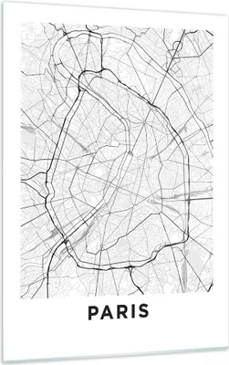 Produktbild von Bilder auf glas - Einteilig - Stadt Karte Paris - 50x70cm - Glasbilder - Wandbilder - Bilder - zum Aufhängen bereit - Wanddekoration aus Glas - Glas Bilder - Wandbild auf Glas - GPA50x70-4868