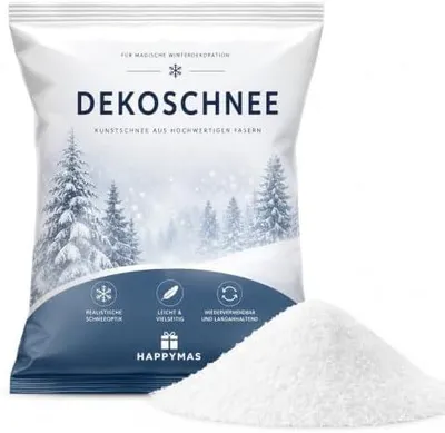 Produktbild von Täuschend echter Kunstschnee, weich und fluffig - Ungefähr 1000 ml glitzernder Dekoschnee für weihnachtliche Dekoration