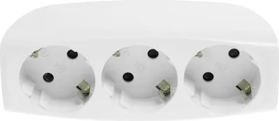 A white power strip with three sockets.