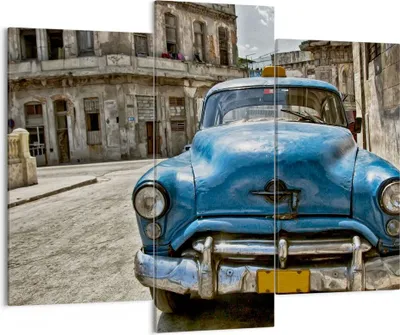 Produktbild von Bild auf Leinwand - Leinwandbild - Auto Retro Kuba Havanna - 130x100cm - Wand Bild - Wanddeko - Leinwanddruck - Bilder - Kunstdruck - Wanddekoration - Leinwand bilder - Wandkunst - CB130x100-2461
