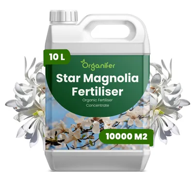 Produktbild von Sternmagnolien Flüssigdünger 10L – 3-4-3 NPK – Flüssig-Pflanzendünger für große Gartenmagnolien, Ziergehölze & Landschaftspflanzungen – Organifer