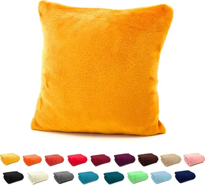Produktbild von heimtexland ® Flanell Kuschel Kissen Super Soft Plüsch Deko Kissenhülle Typ380 Safran 48 x 48 cm