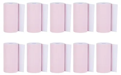 Imagen del producto de 10 rollos de papel térmico rosa para impresoras de 58 mm
