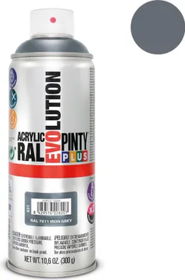 Image de Peinture Aérosol Gris Fer Séchage Rapide, Haute Résistance, Couleur Ral 7011. - Pinty Plus