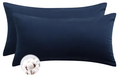 Produktbild von Kissenbezug 40 x 80 cm, Baumwolle, 2er-Set – weicher Kissenbezug 40 x 80 cm, blau mit Reißverschluss, Kissenbezug 40 x 80 cm
