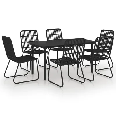 Immagine prodotto di set da pranzo da giardino 7 pezzi in polirattan e vetro