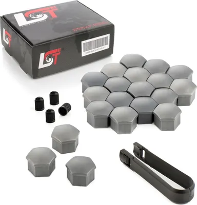Produktbild von 20x Radschrauben Kappen Set 17 mm grau für JAGUAR DAIMLER MAYBACH MERCEDES