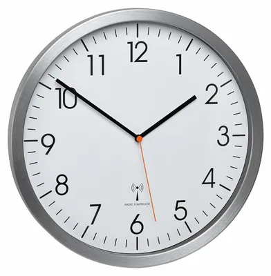 Produktbild von Funkuhr Wanduhr TFA Dostmann 60.3527.55 geräuscharm Aluminium Silber modern