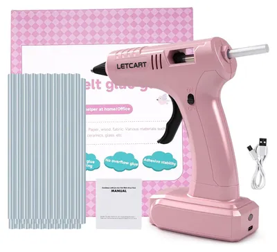 Image de Pistolet à colle chaude 40 W – Mini pistolet industriel pour le bricolage et les réparations, avec 30 bâtons de colle, prise UE, rose