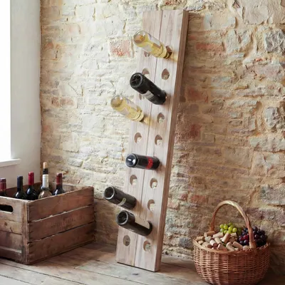 Zdjęcie produktu dla Dekoracyjna deska do potrząsania, stojak na wino na 20 butelek, styl vintage ~ naturalny brąz