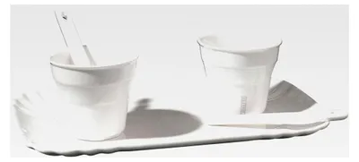 Produktbild von Set: 2 Kaffeebecher, 2 Rührstäbchen und 1 Tablett 13 x 20 cm aus Porzellan