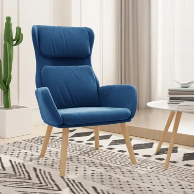 Image de The Living Store fauteuil inclinable en velours bleu