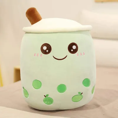 Produktbild von Bubble Tea Plüschtier Gefüllte Milchtee Soft Doll Tea Cup Kissen Kissen Kinderspielzeug Geburtstagsgeschenk (35cm Green)
