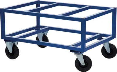 Produktbild von Kongamek Palettenwagen in blau 650mm hoch ohne Bremse für Paletten 1200x1000mm