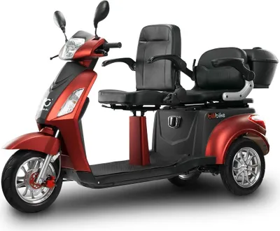 Obrázek produktu pro Seniorská mobilní koloběžka BILI BIKE SHINO G5 se silniční homologací, 2místná, TRIKE, 1000 W, 60V 20Ah, 25 km/h, červeno-černá