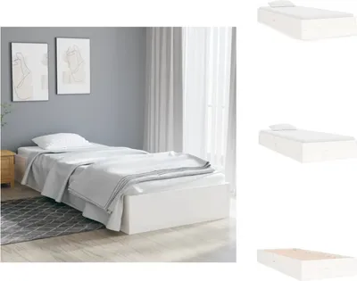 Produktbild von vidaXL Massivholzbett Weiß 75x190 cm -  Betten & Bettgestelle