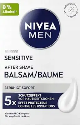 Zdjęcie produktu dla NIVEA 4006000195070, Balsam po goleniu, 100 ml, Nawilżający, Orzeźwiający, Regeneracja, Kojąca, Butelka, Aqua, Glycerin, Isopropyl Palmitate, Panthenol, Tocopheryl Acetate, Chamomilla Recutita Flower...