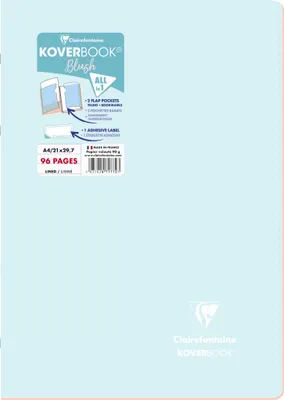 Produktbild von Clairefontaine 5x Koverbook Heft A4, 48 Blatt liniert Eisblau/Koralle 971772C