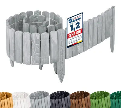 Produktbild von Garronda Rasenkante Holz Beeteimfassung imprägniert 200 cm x 20 cm Flexibler Rollborder Zaun für Garten GD-0108 (Grau, Höhe: 20 cm)