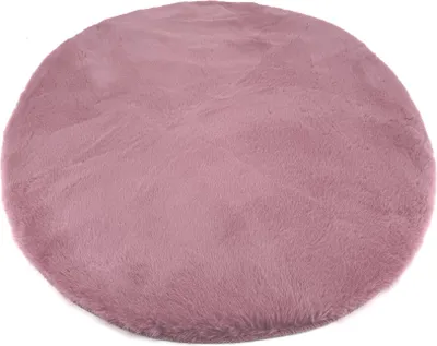 Produktbild von Heimtexland ® flauschiger Fellteppich Rabbit Hochflor Teppich Hasenfell-Imitat 90 cm rund Bettvorleger Schlafzimmer Deko-Fell Wohnzimmer Spielteppich Kinderzimmer Fake Fur Typ917 woodrose