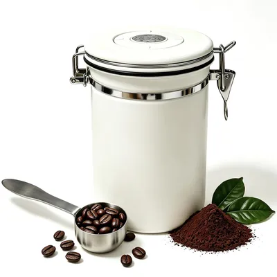 Produktbild von Kaffeedose Vorratsdose Aromabehälter - 1,8 l - Edelstahl - Luftdicht - Kaffeebehälter für Bohnen und Pulver
