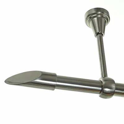 Produktbild von Gardinenstange Set Edelstahl Look Metall Ø 19mm zur Deckenbefestigung 1-lauf Schräge, Länge wählbar D18E66