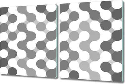 Produktbild von Glas-Herdabdeckplatte Glaskeramikkochfeld-Abdeckung Spritzschutz - 2x 40x52 cm - Kreise grau und weiß
