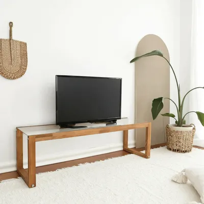Image de Nanauk - Meuble TV, 130x40x40h cm Chêne Marron, une Étagère