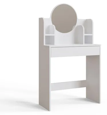 Produktbild von Schminktisch mit Spiegel aus Holz "Idis" - 75 x 35 x 135 cm - Weiß