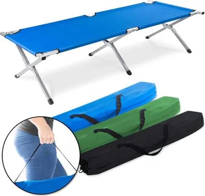 Imagen del producto de Cama de camping plegable de aluminio resistente. Cama de camping y cama para invitados plegable