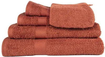 Imagen del producto de Unyqoos® Toalla RIVA – Juego de 6 (50 x 100 cm), 100% algodón, 450 g/m² – súper suave y muy absorbente – color terracota