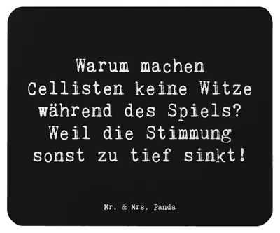 Produktbild von Mr. & Mrs. Panda Mouse Pad Spruch Cello Witz Verdorben - Schwarz - Geschenk, Instrument, Orchester, Streichinstrument, Mauspad, mousematte, Lernen, pc, Musik, mousepad