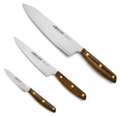 3-teiliges Küchenmesser-Set, Nitrum-Edelstahl, FSC-Holzgriff