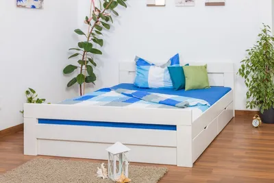 Produktbild von Holzbett 180 x 200 cm Buche massiv Weiß
