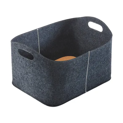 Produktbild von Kobolo Kaminholzkorb Allzweckkorb - mit Grifflöchern - Filz - dunkelgrau - Holztasche Kaminholz Zeitungen Spielzeug Shopper Einkaufen mit Tragegriff