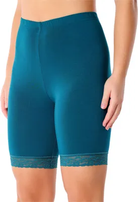 Image de Leggings courts pour femme Merry Style avec dentelle, pantalon de loisirs taille haute, pantalon de cycliste en viscose MS10-431 (vert émeraude, S)