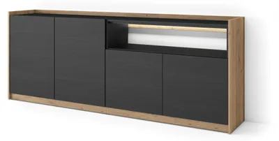 Immagine prodotto di Credenza effetto legno nero e rovere 207x37x80cm con Led