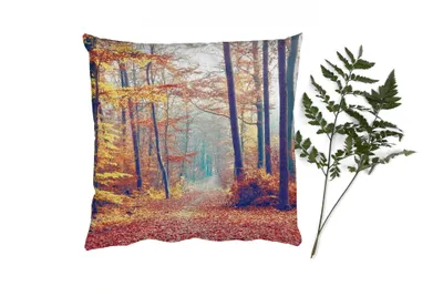 Produktbild von MuchoWow® Zierkissen Sofakissen Wohnzimmer Dekokissen 50x50 cm Wald - Herbst - Laub - Komfort - Sofakissen
