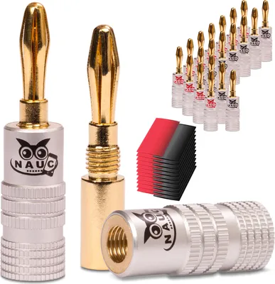 Produktbild von Bananenstecker 24K vergoldet Schrumpfschlauch 22x NAUC High End Steckverbinder