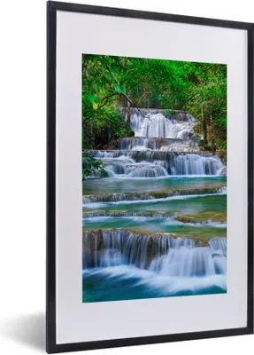 Produktbild von MuchoWow® Gerahmtes Poster Wasserfall - Bäume - Natur - Dschungel 40x60 cm - Poster mit Schwarzem Bilderrahmen Wandposter Rahmen Foto Bilder - Poster in Rahmen