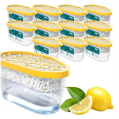 Image de Déshumidificateurs Sillar, 400 ml, parfum citron, lot de 12 – Absorbeurs d'humidité pour salle de bain et armoires