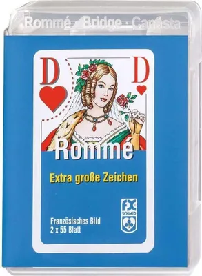 Image de Ravensburger  27074 - Rommé Bridge Canasta, Kartenspiel-Klassiker mit großen Eckzeichen 27074