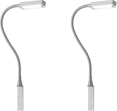 Two identical LED reading lamps with flexible goosenecks and mounting bases, presented against a white background.