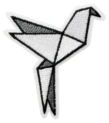Obrázek produktu pro Origami pták - záplata, nažehlovací obrázek, nažehlovací aplikace, nášivky, k nažehlení, velikost: 4,3 x 5,2 cm