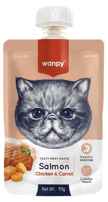 Zdjęcie produktu dla WANPY dla kotów - pasztet z łososiem, kurczakiem i marchewką, 90 g